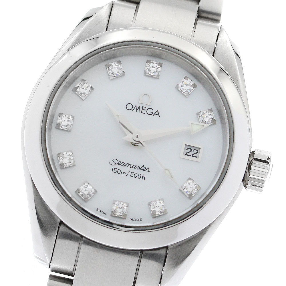 OMEGA Seamaster Aqua Terra 2577.75 11P diamond White shell Dial Quartz Ladies Watch_889368