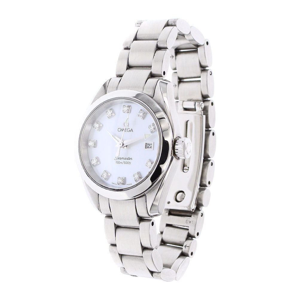 OMEGA Seamaster Aqua Terra 2577.75 11P diamond White shell Dial Quartz Ladies Watch_889368