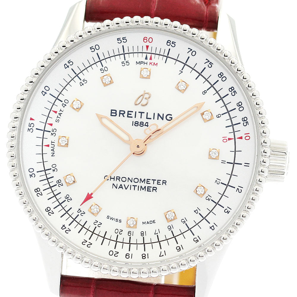 BREITLING Navitimer35 A17395 12P diamond White shell Dial Automatic Ladies Watch_889543
