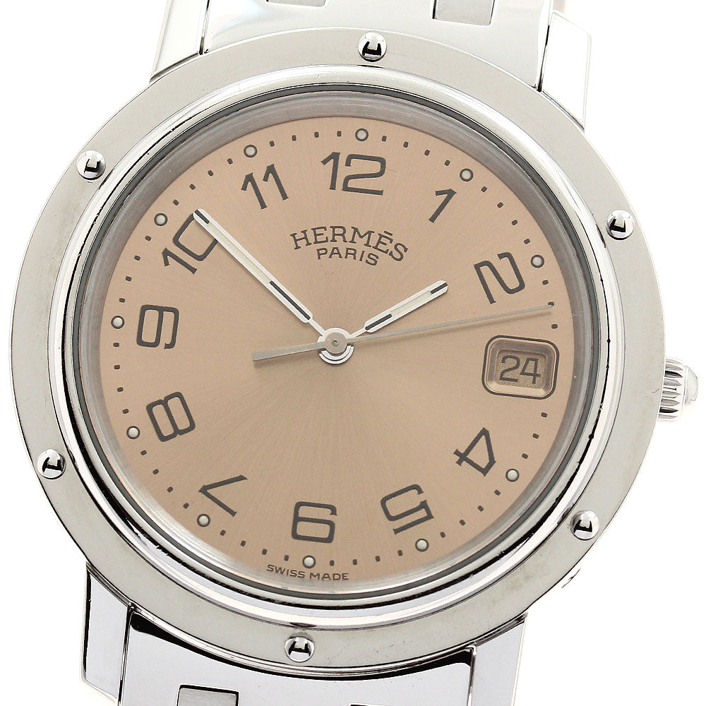 HERMES Clipper CL6.710 Date Orange Dial Quartz Men's Watch_889662