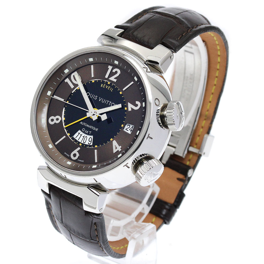 LOUIS VUITTON Tambour GMT Reveil Q1151 alarm Black / brown Dial Automatic Men's Watch_889684