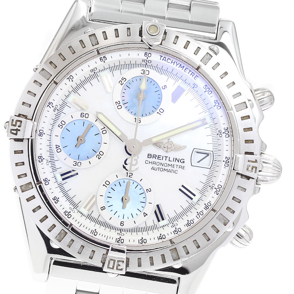 BREITLING Chronomat A13352 Date White Shell/Blue Shell Dial Automatic Men's Watch_889689