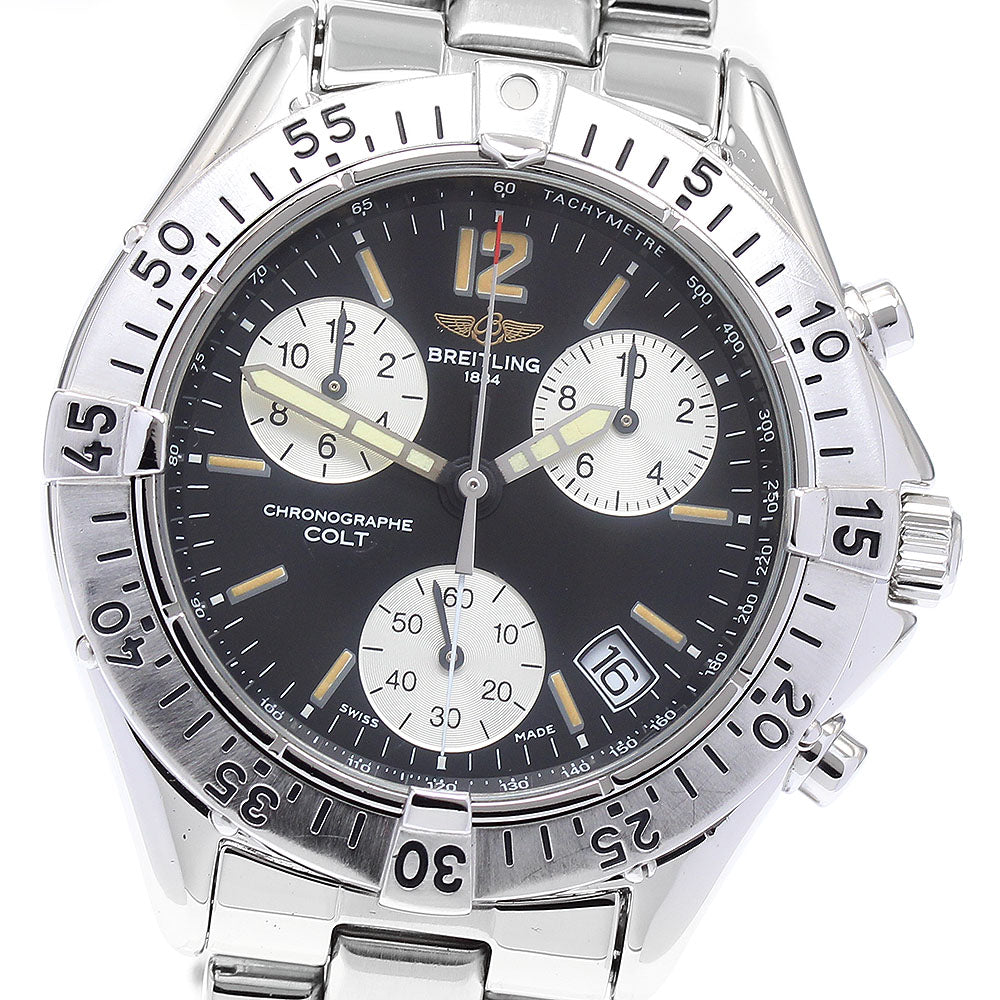 BREITLING Colt A53035 Date Chronograph Black / Silver Dial Quartz Men's_889706