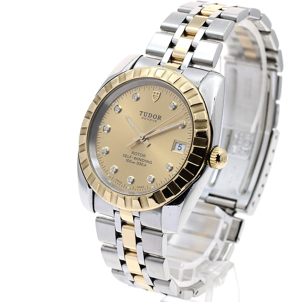 TUDOR Classic Date 21013 YG/SS 10P diamond Automatic Men's Watch_890098
