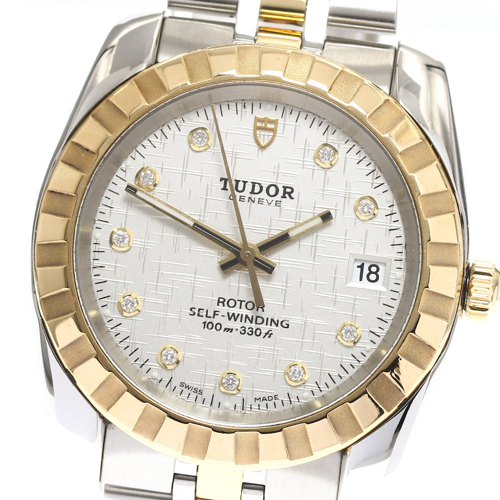 TUDOR Classic Date 21013 YG2 tone 10P diamond Automatic Men's Watch_890102
