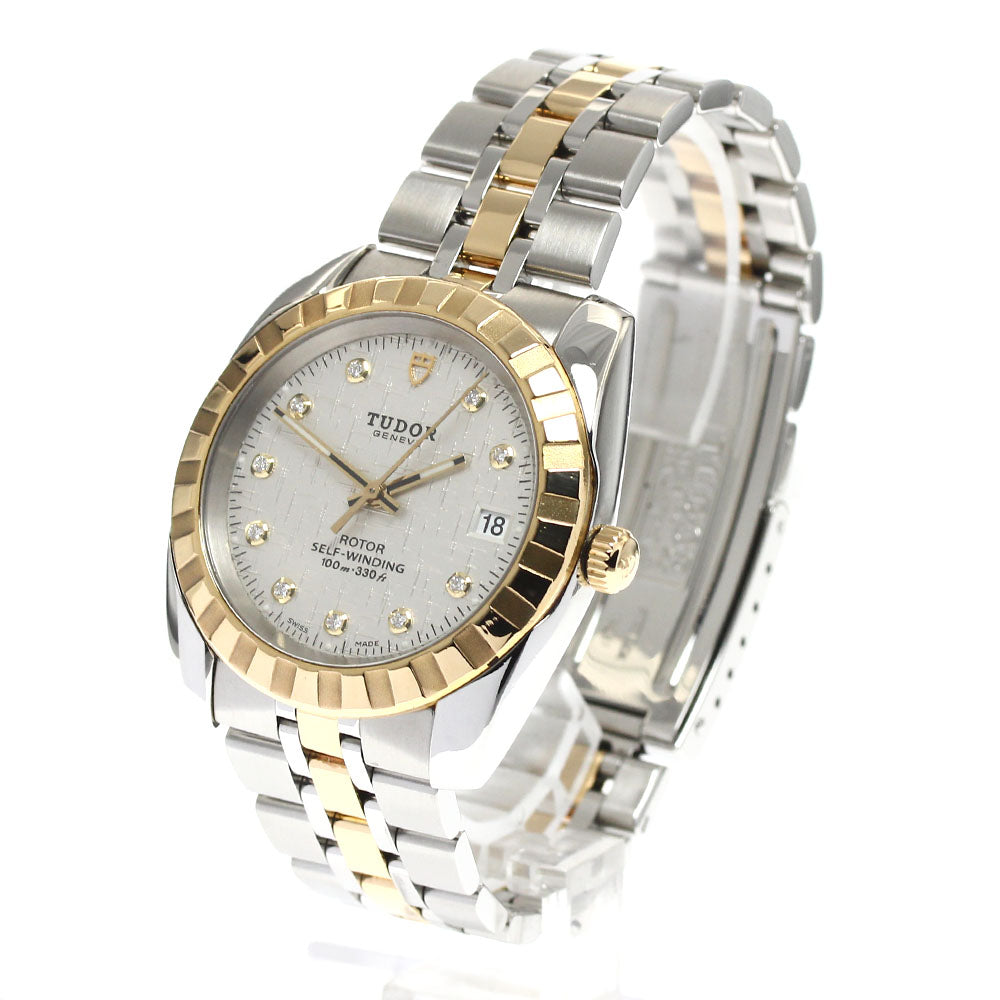 TUDOR Classic Date 21013 YG2 tone 10P diamond Automatic Men's Watch_890102