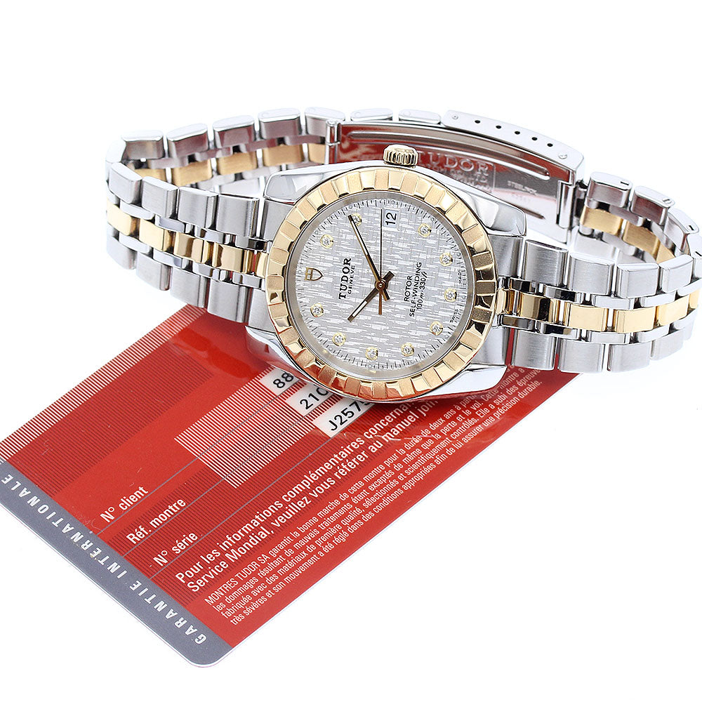 TUDOR Classic Date 21013 YG2 tone 10P diamond Silver Dial Automatic Men's_890103