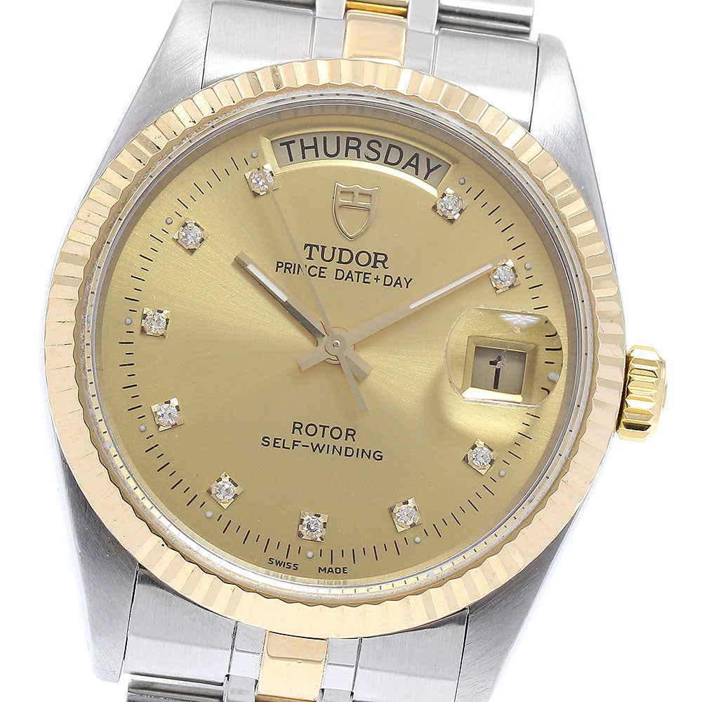 TUDOR Prince Date Day 76213 YG2 tone 10P diamond Automatic Men's Watch_890105