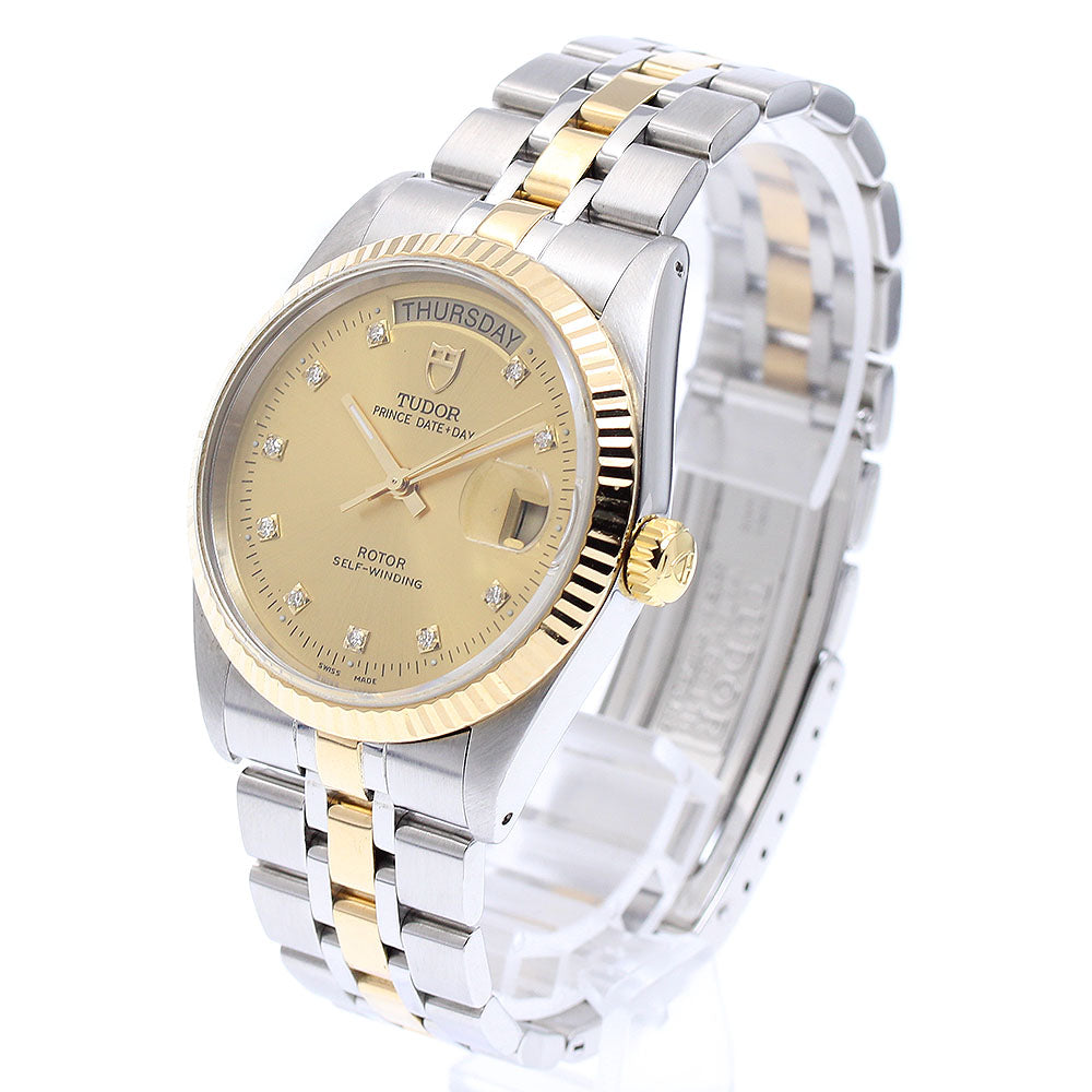 TUDOR Prince Date Day 76213 YG2 tone 10P diamond Automatic Men's Watch_890105