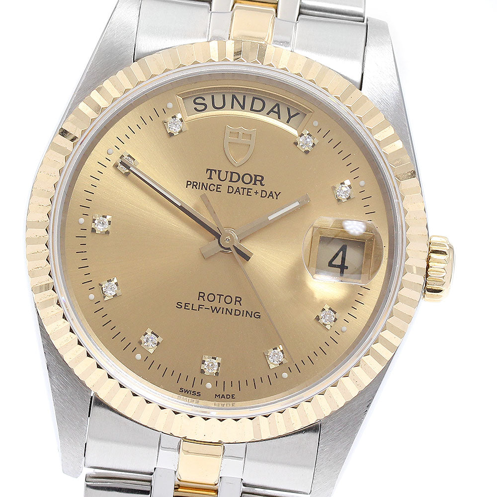 TUDOR Prince Date Day 76213 YG2 tone 10P diamond Automatic Men's Watch_890106