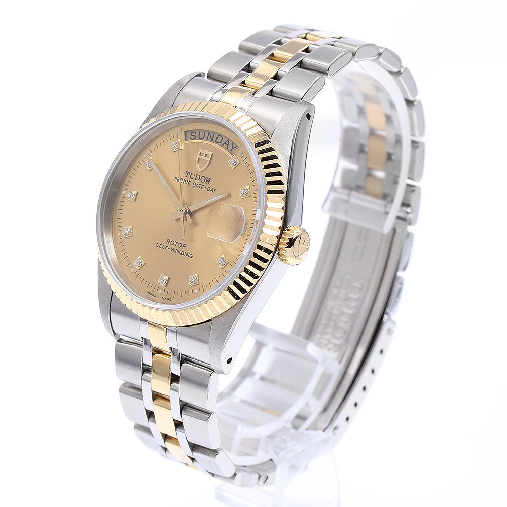 TUDOR Prince Date Day 76213 YG2 tone 10P diamond Automatic Men's Watch_890106