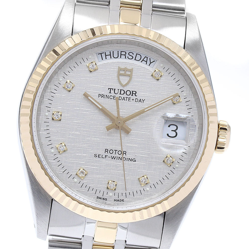TUDOR Prince Date Day 76213 YG2 tone 10P diamond Automatic Men's Watch_890109