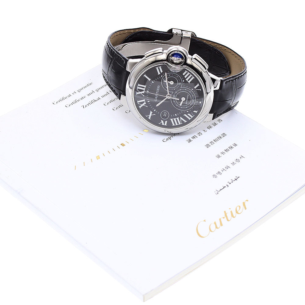 CARTIER Baron Blue XL W6920052 Chronograph Date black Dial Automatic Men's Watch_890297