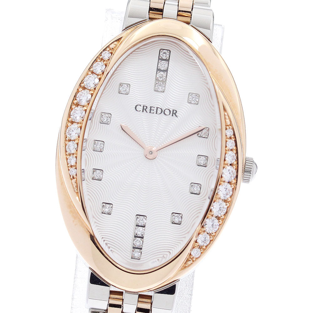 SEIKO CREDOR 5A70-0BW0/GSWE842 18P diamond Quartz Ladies Watch_890351