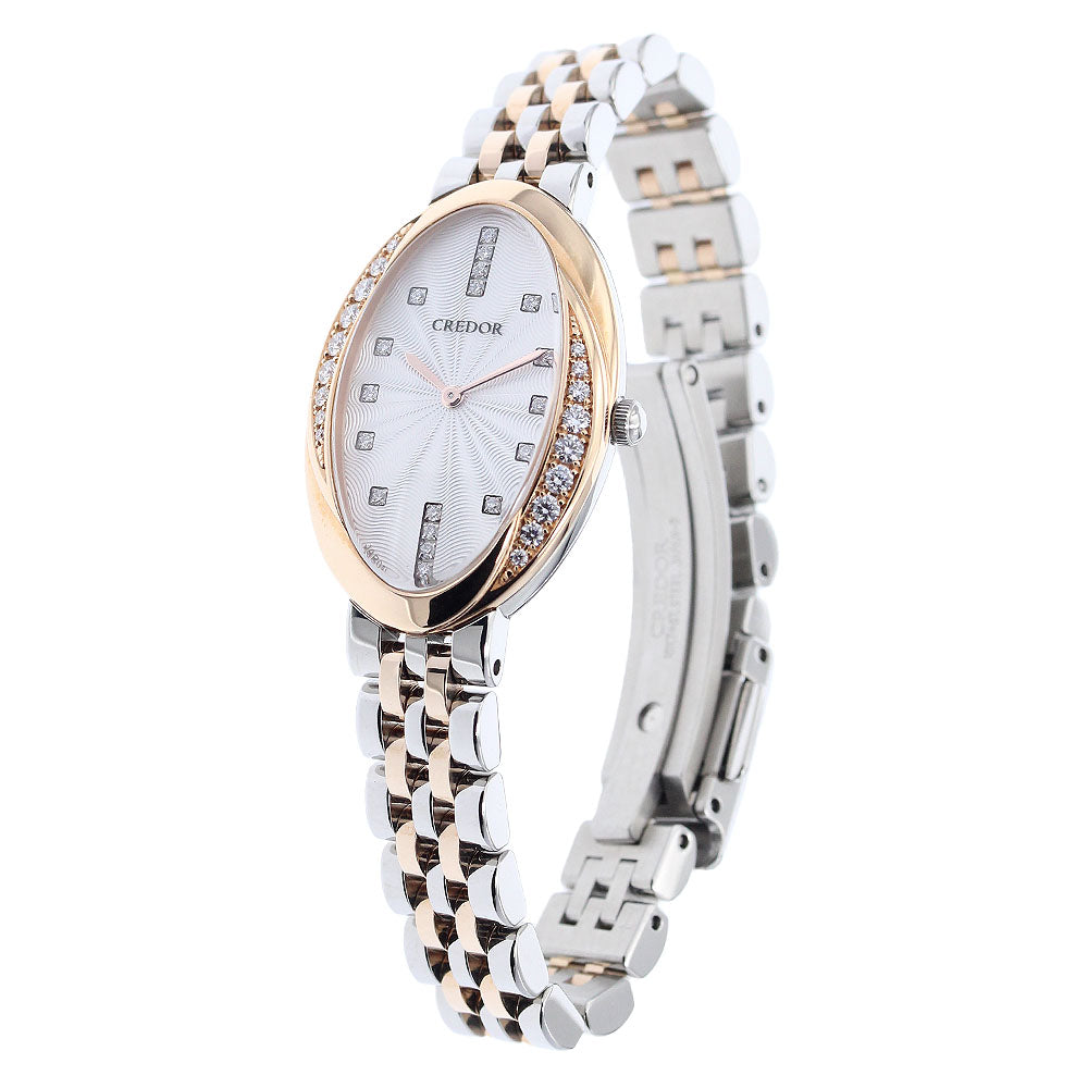 SEIKO CREDOR 5A70-0BW0/GSWE842 18P diamond Quartz Ladies Watch_890351