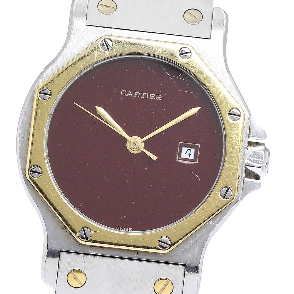CARTIER Santos Octagon YG bezel Bordeaux Dial Automatic Men's Watch_890377