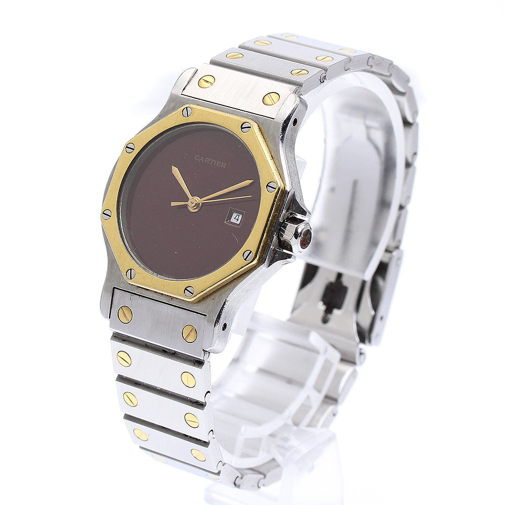 CARTIER Santos Octagon YG bezel Bordeaux Dial Automatic Men's Watch_890377