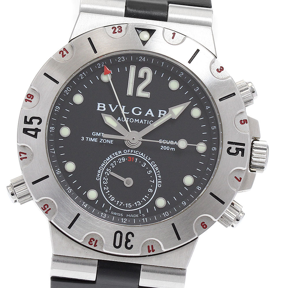 BVLGARI Diagono Scuba SD38SGMT GMT date black Dial Automatic Men's Watch_890443