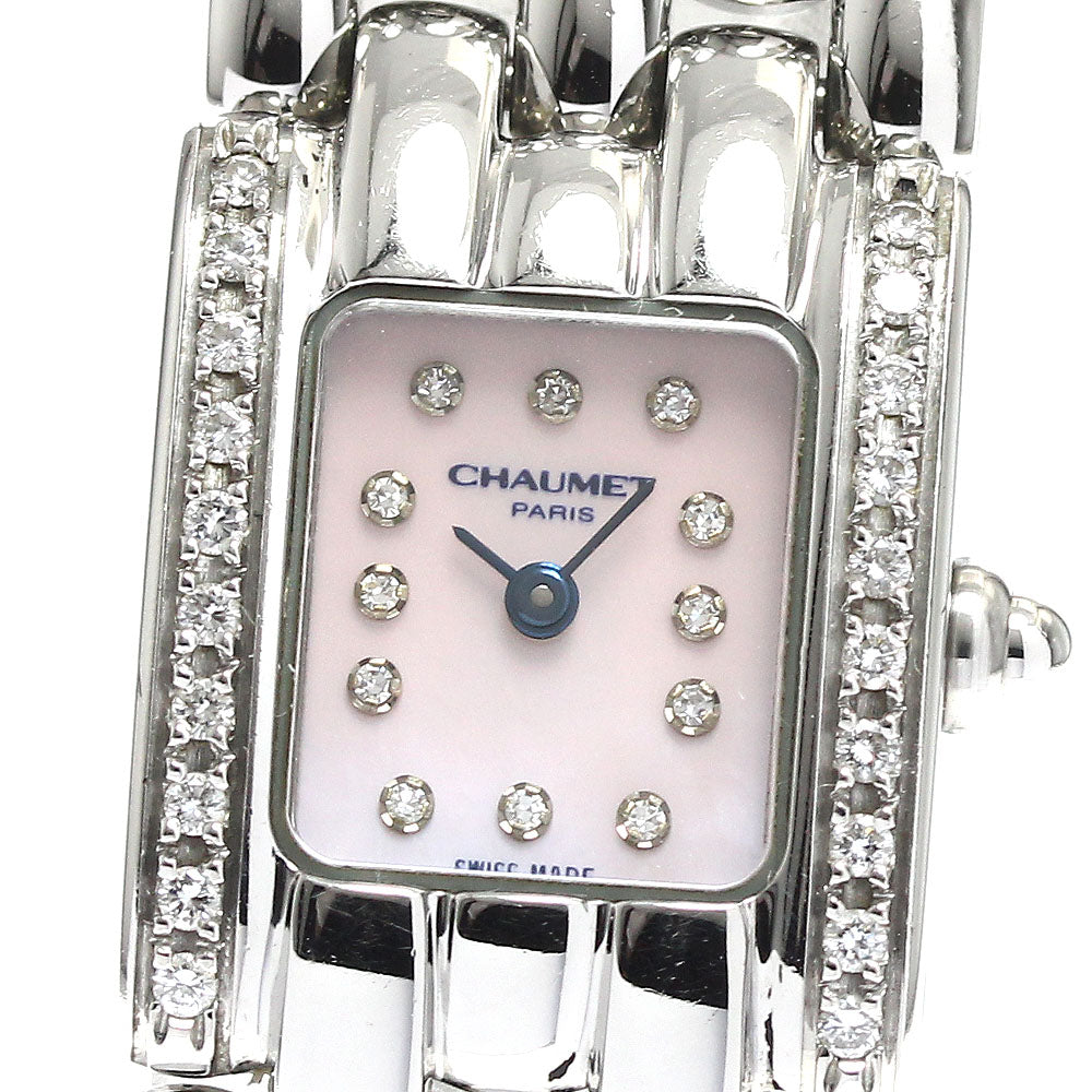 Chaumet Kesis 12P side diamond bezel Pink shell Dial Quartz Ladies Watch_890447
