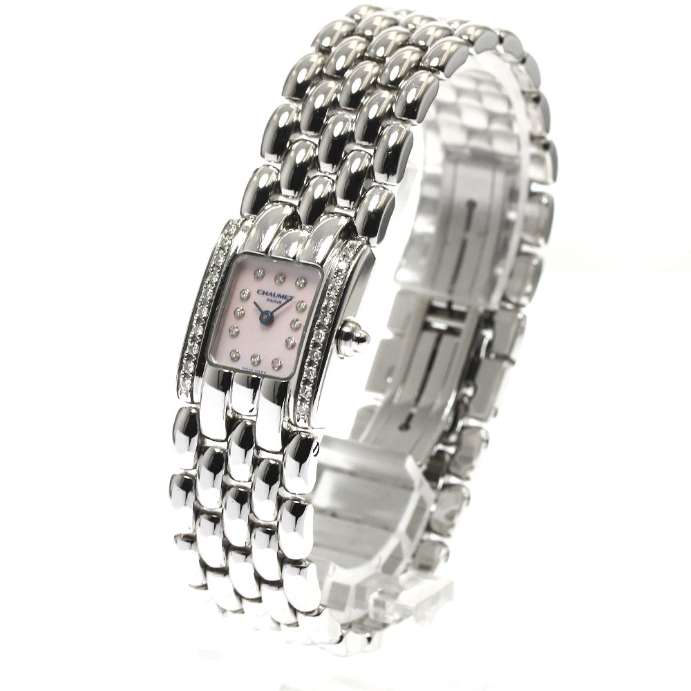 Chaumet Kesis 12P side diamond bezel Pink shell Dial Quartz Ladies Watch_890447