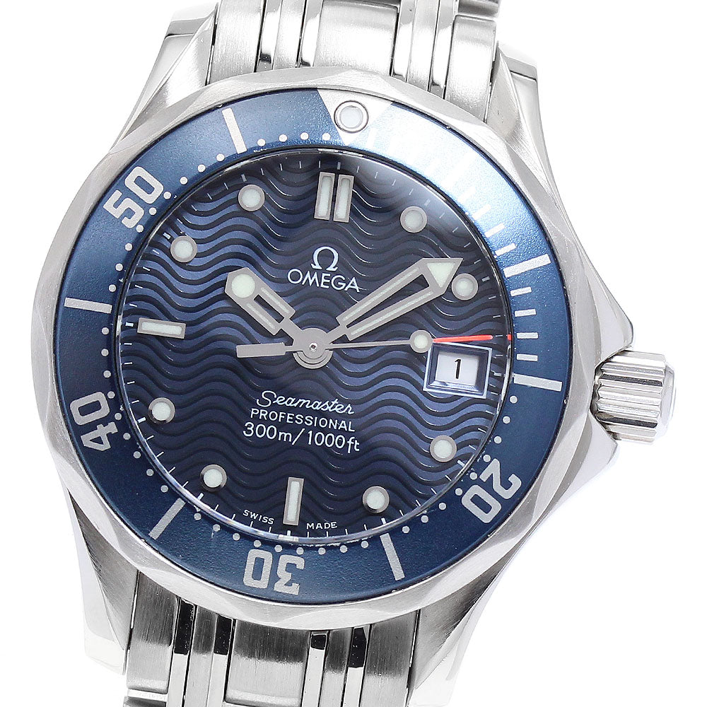 OMEGA Seamaster300 2583.80 Date Navy Dial Quartz Ladies Watch_890538