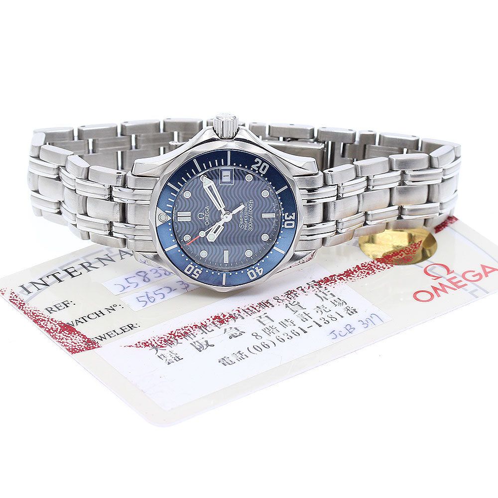 OMEGA Seamaster300 2583.80 Date Navy Dial Quartz Ladies Watch_890538