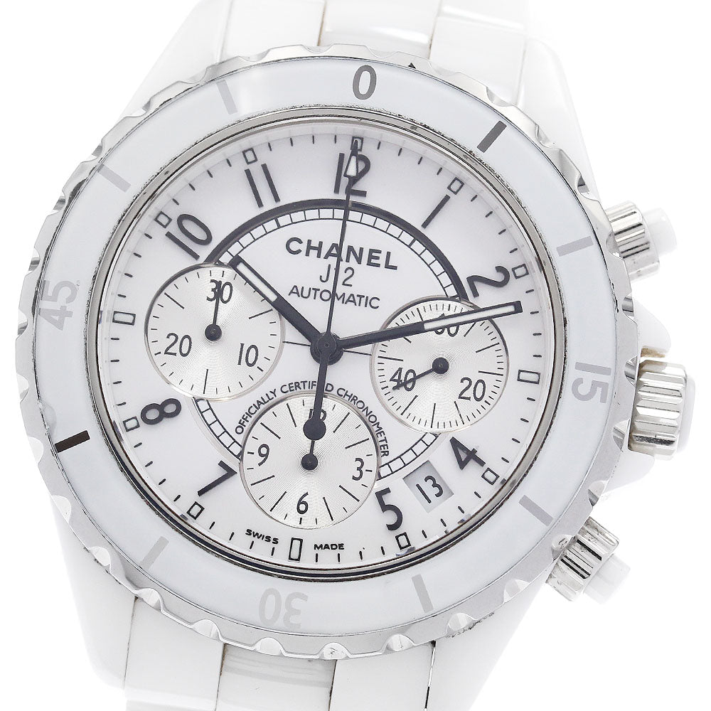 CHANEL J12 white ceramic H1007 Chronograph White / Silver Dial AT Men's_890579