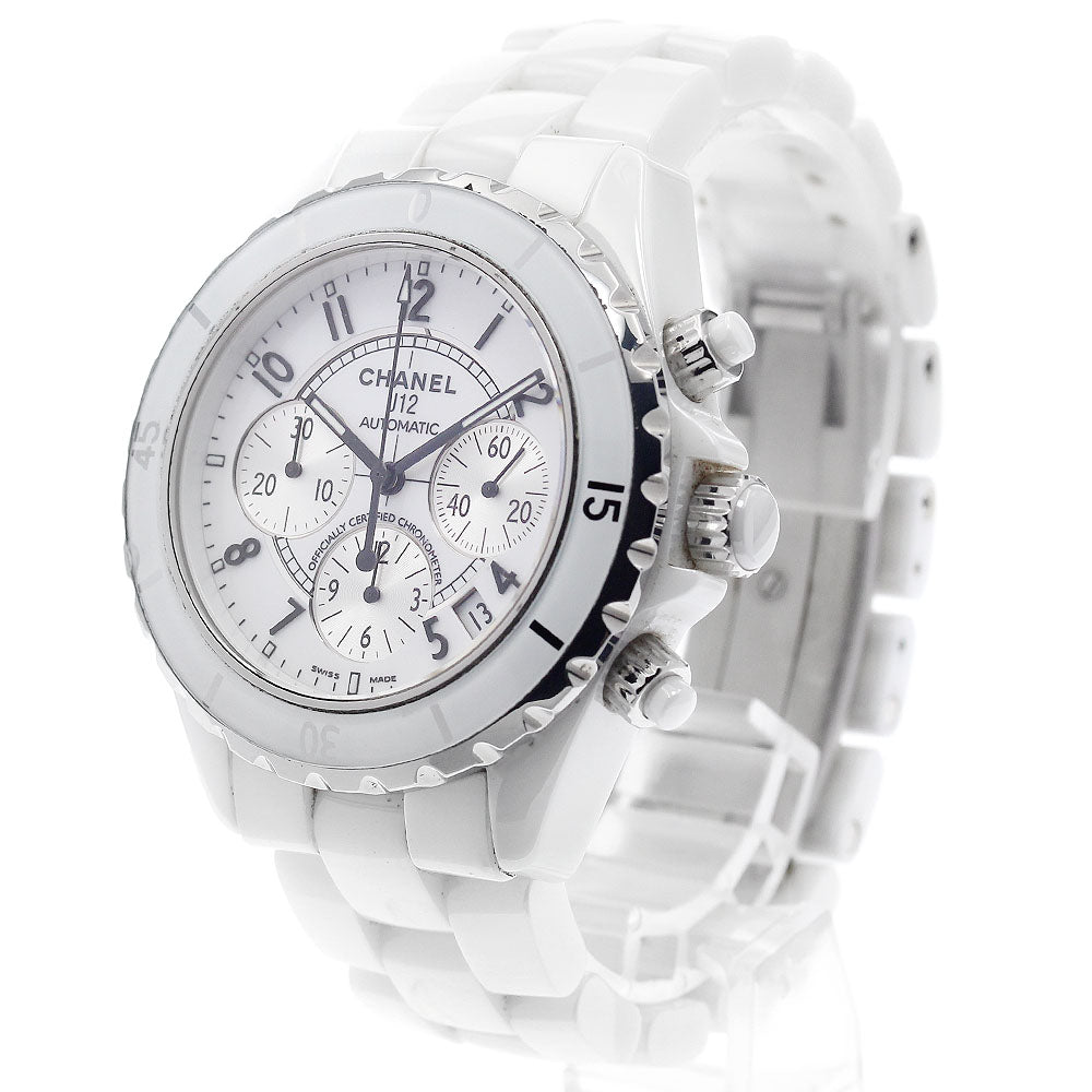 CHANEL J12 white ceramic H1007 Chronograph White / Silver Dial AT Men's_890579