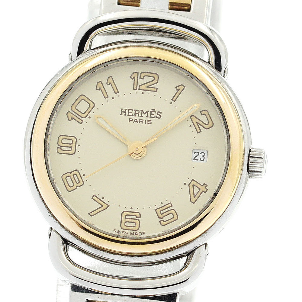 HERMES Pullman PU2.220 Date beige Dial Quartz Ladies Watch_890739
