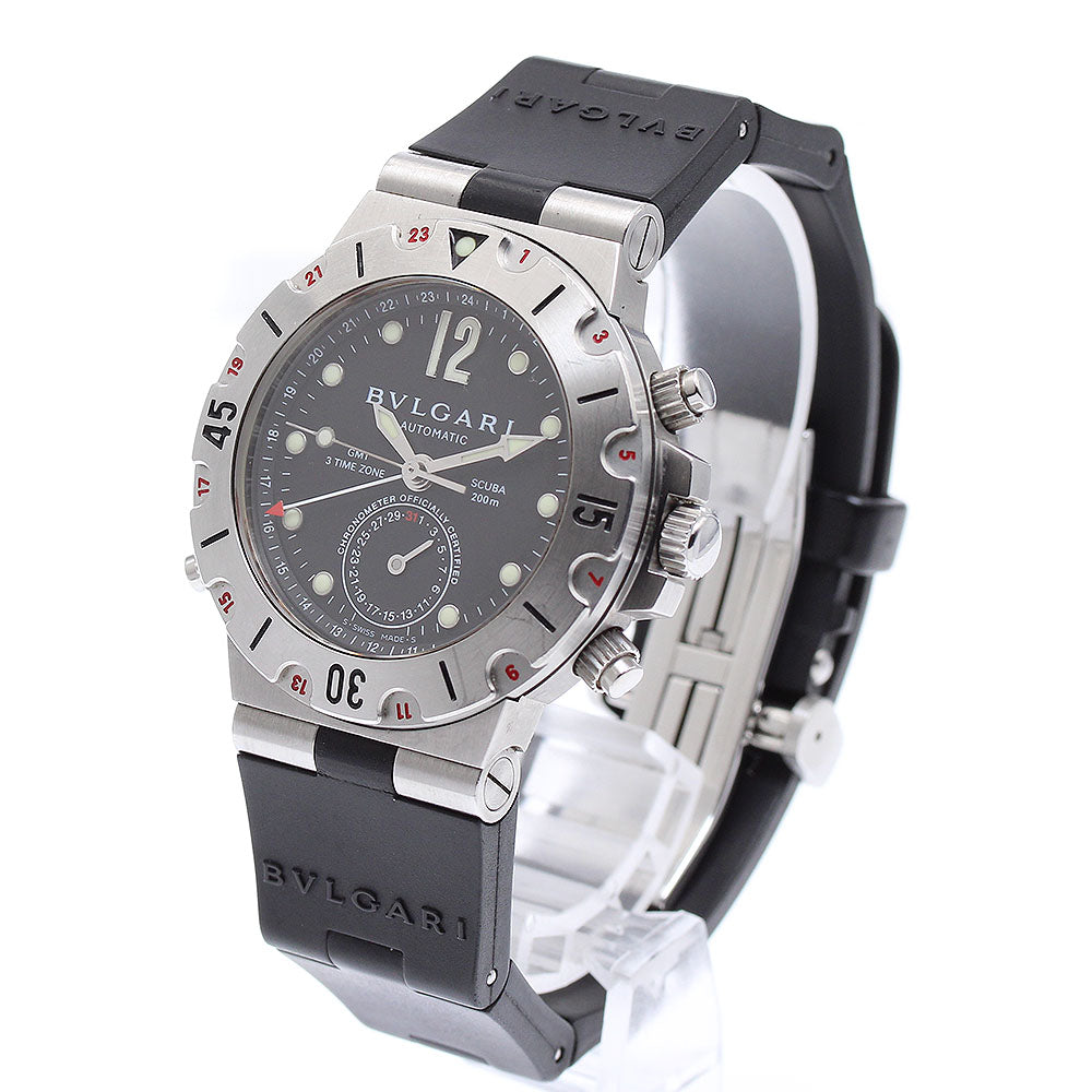 BVLGARI Diagono Scuba SD38SGMT GMT date black Dial Automatic Men's Watch_890779