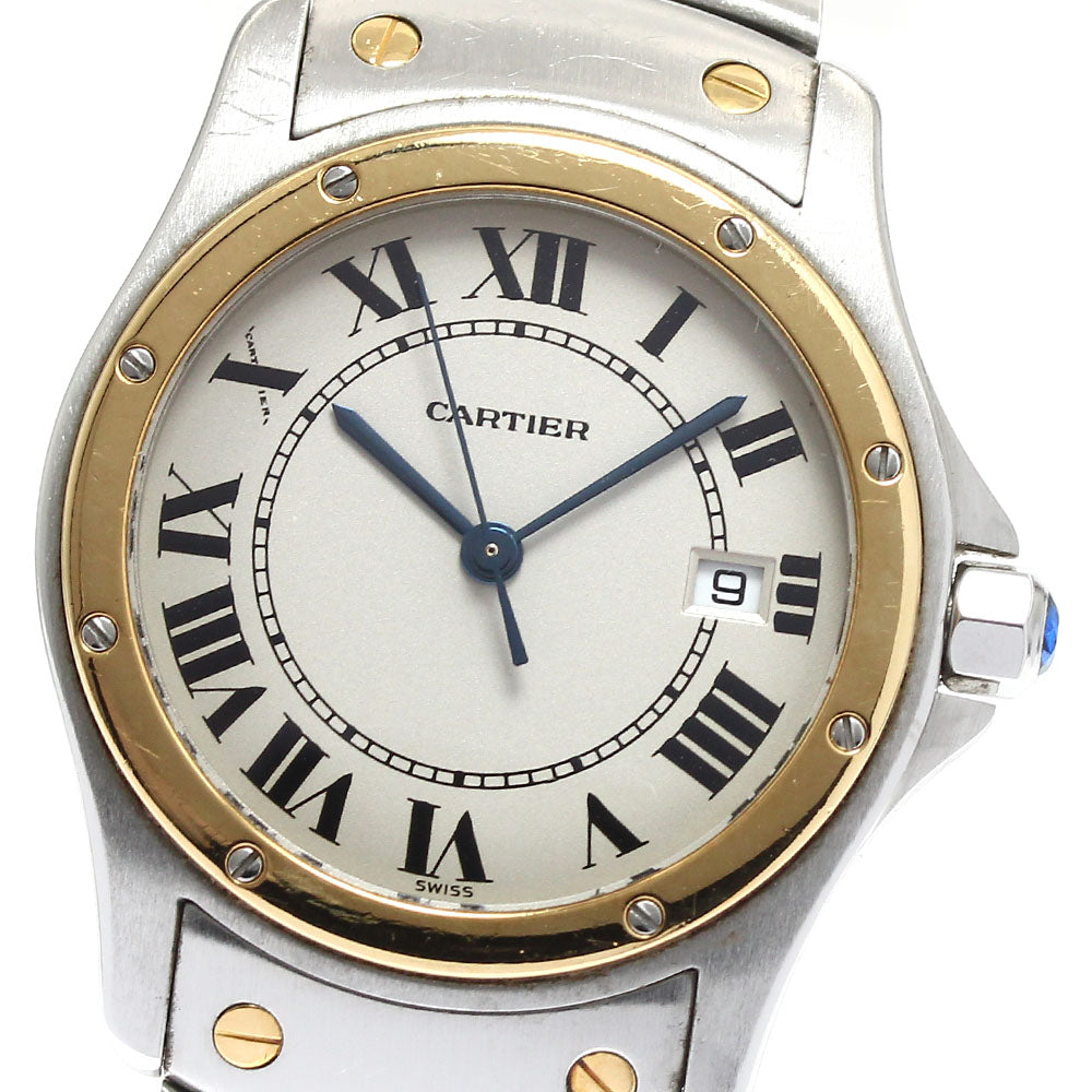 CARTIER Santos Rondo MM W20037R3 Date beige Dial Quartz Boy's Watch_890814