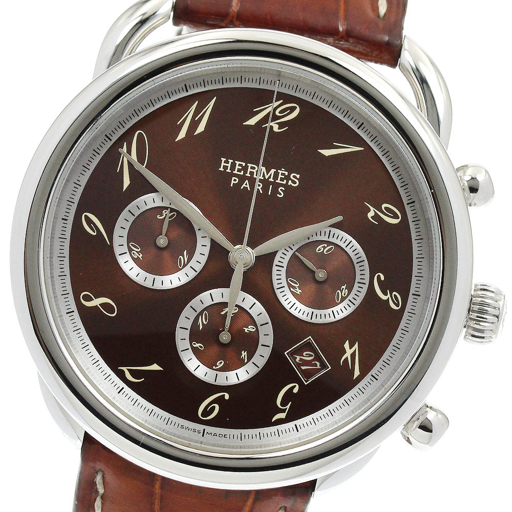 HERMES Arceau AR4.910 Chronograph Brown Dial Automatic Men's Watch_890855