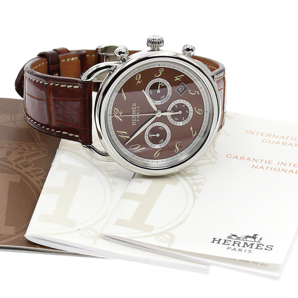 HERMES Arceau AR4.910 Chronograph Brown Dial Automatic Men's Watch_890855