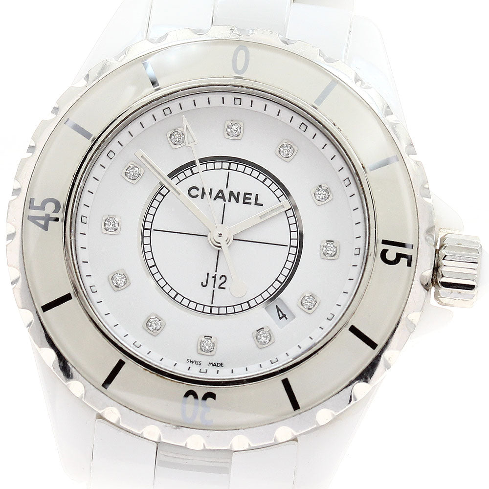 CHANEL J12 H1628 White ceramic 12P diamond white Dial Ladies Watch_890895
