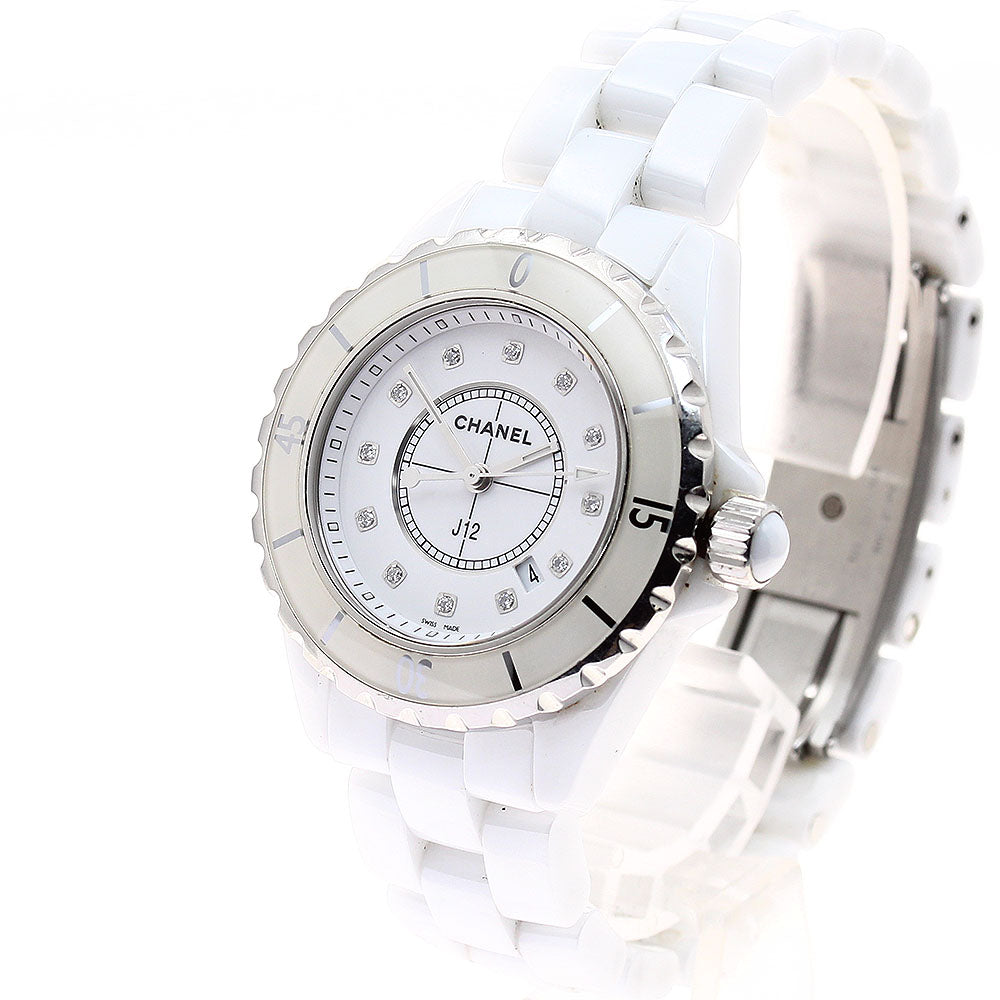 CHANEL J12 H1628 White ceramic 12P diamond white Dial Ladies Watch_890895