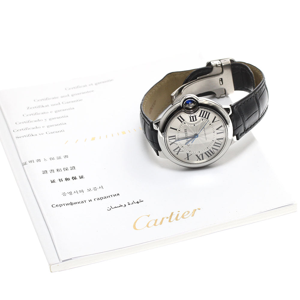 CARTIER Baron Blue 36mm W69017Z4 Silver Dial Automatic Boy's Watch_891000