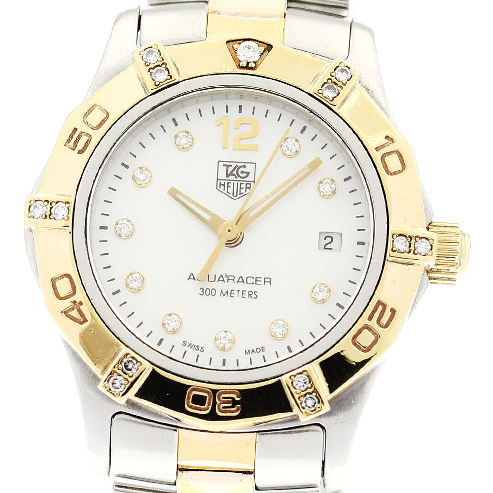 TAG HEUER Aqua racer WAF1451 Date diamond White shell Dial Quartz Ladies Watch_891038