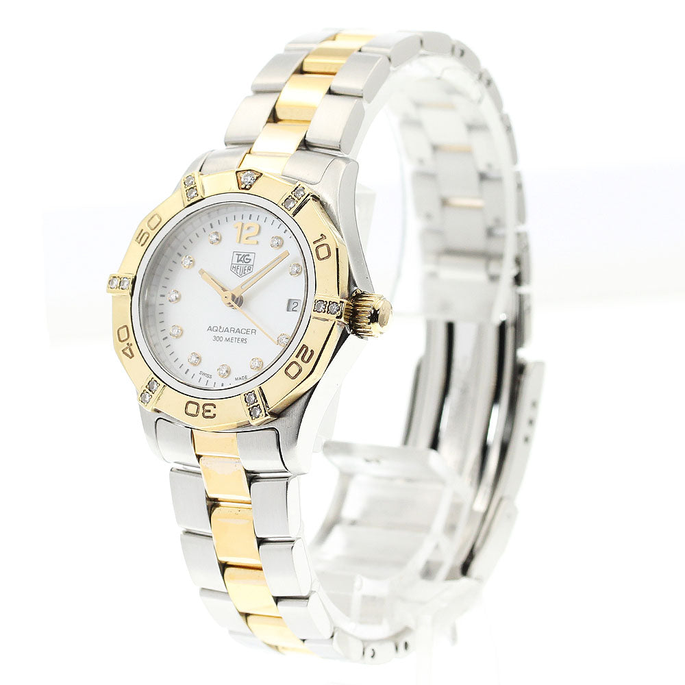 TAG HEUER Aqua racer WAF1451 Date diamond White shell Dial Quartz Ladies Watch_891038