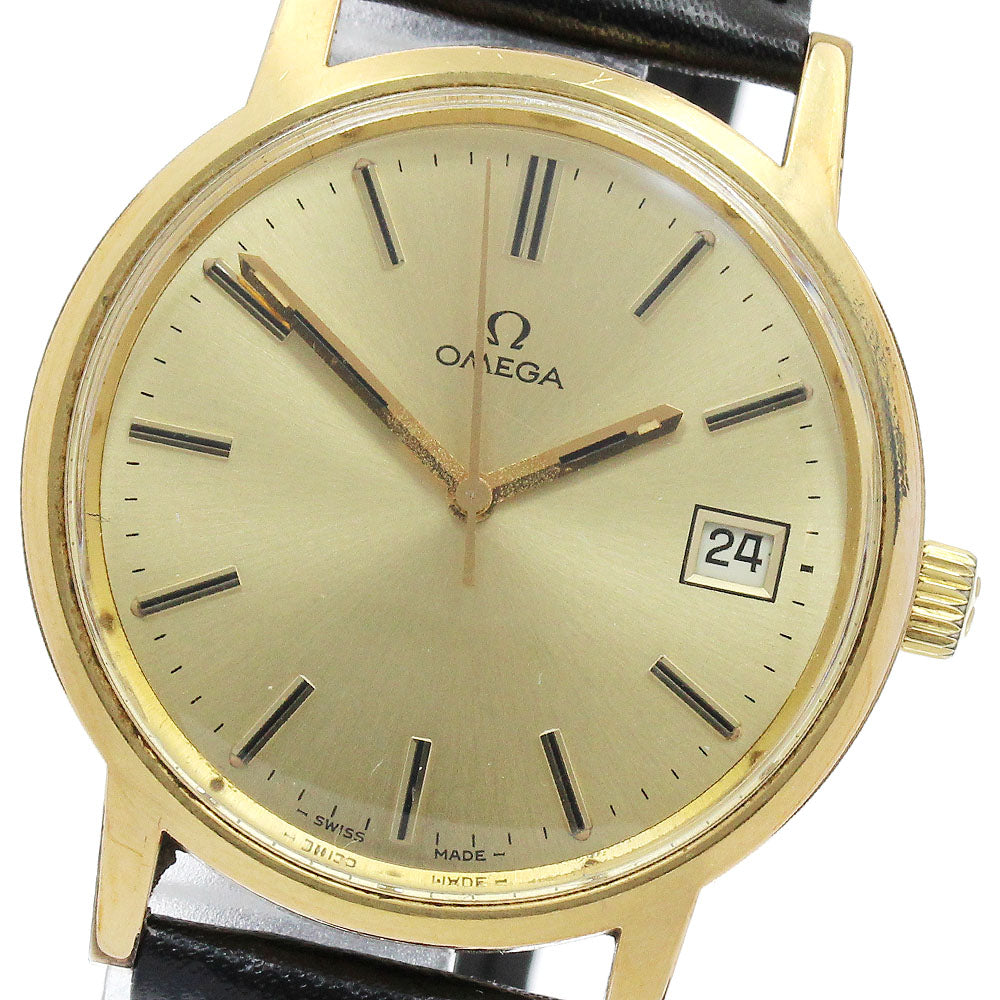 OMEGA 136-0104 Date Cal.1030 Gold Dial Hand Winding Men's Watch_891124