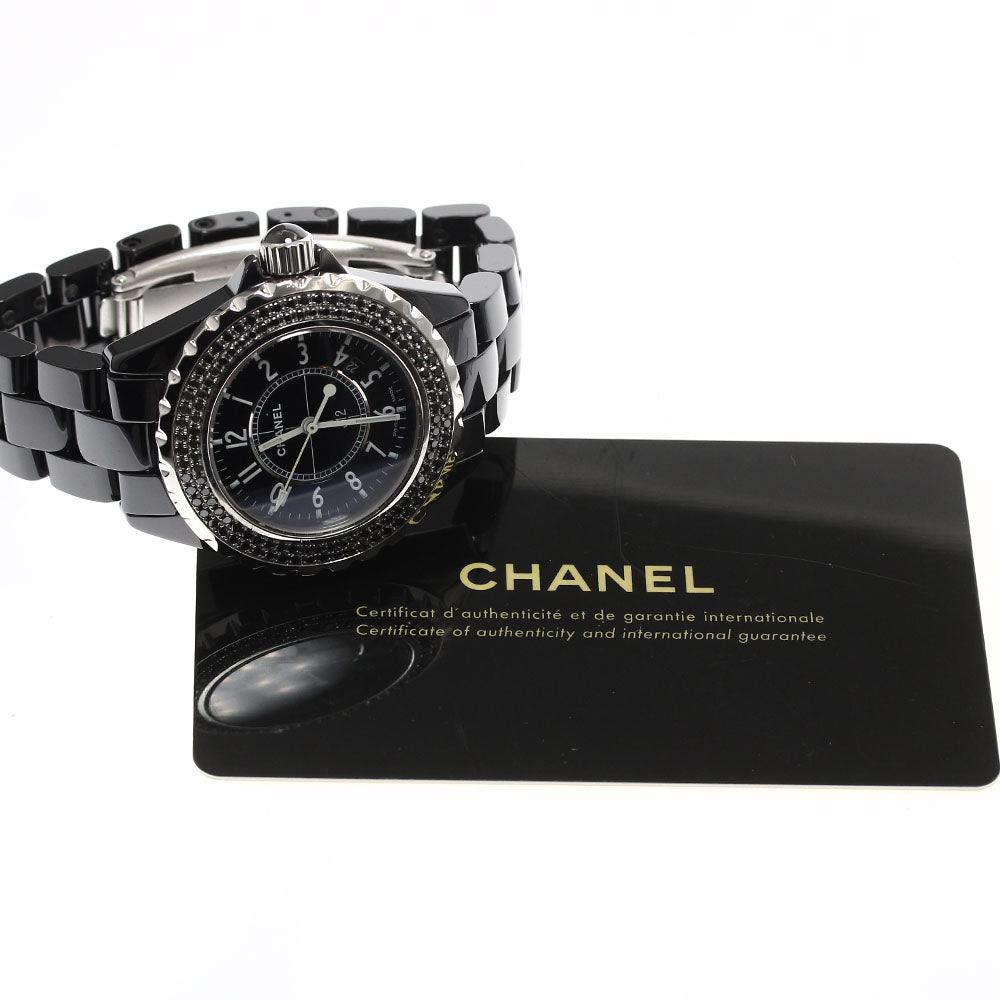 CHANEL J12 H1416 black ceramic black diamond bezel Quartz Ladies Watch_891205