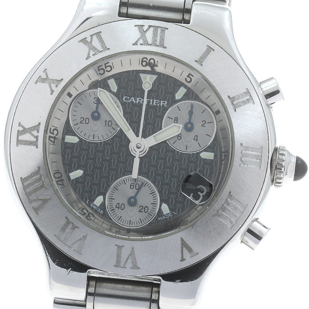 CARTIER CHRONOSCAPH W10125U2 Date Black / Silver Dial Quartz Men's Watch_891247