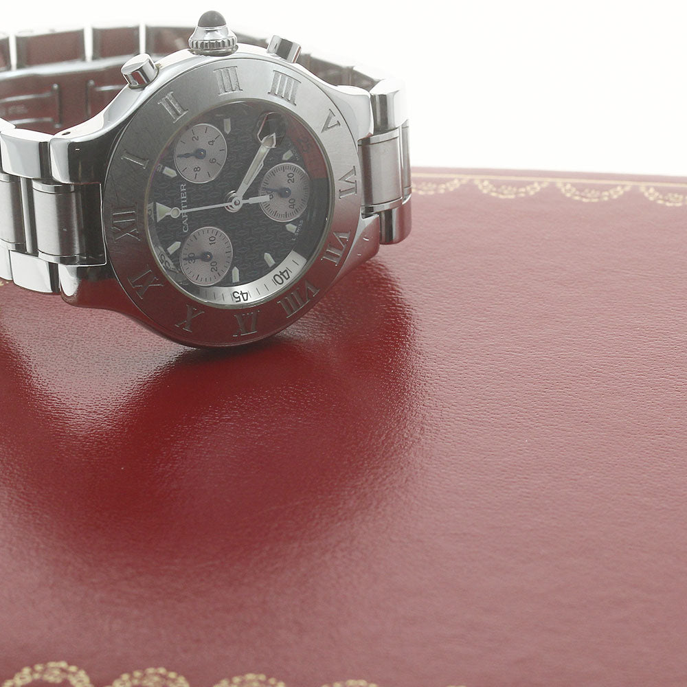 CARTIER CHRONOSCAPH W10125U2 Date Black / Silver Dial Quartz Men's Watch_891247