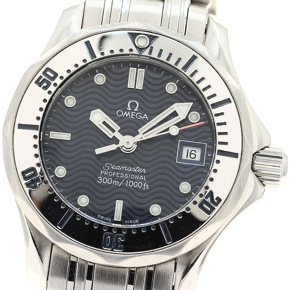 OMEGA Seamaster300 2582.80 Date Navy Dial Quartz Ladies Watch_891261