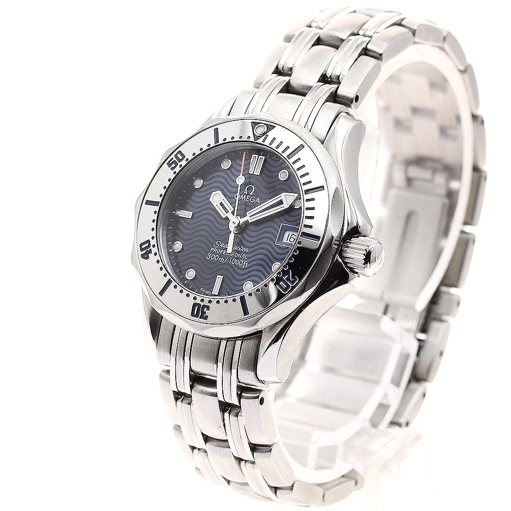 OMEGA Seamaster300 2582.80 Date Navy Dial Quartz Ladies Watch_891261