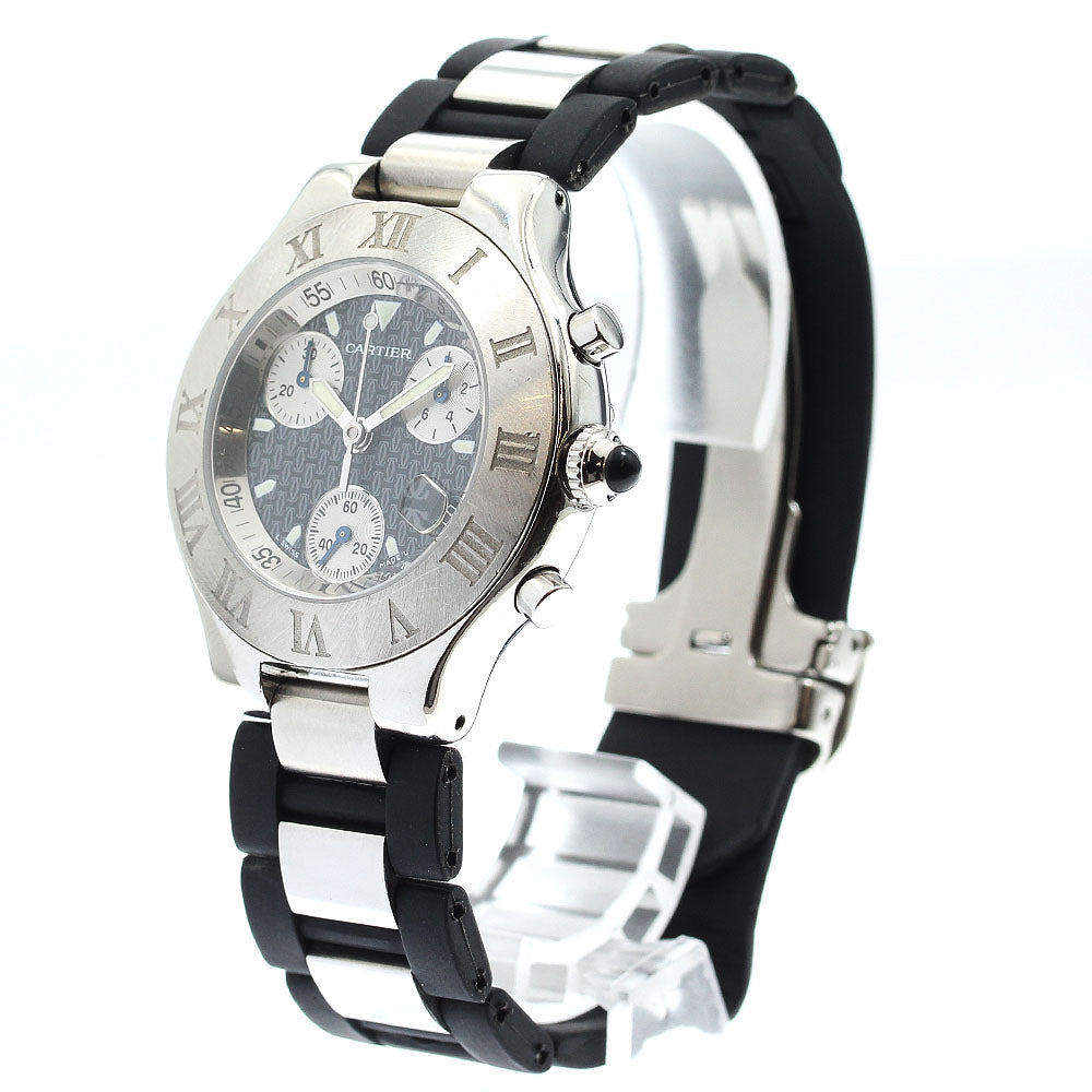 CARTIER CHRONOSCAPH W10125U2 Date Black / Silver Dial Quartz Men's Watch_891273