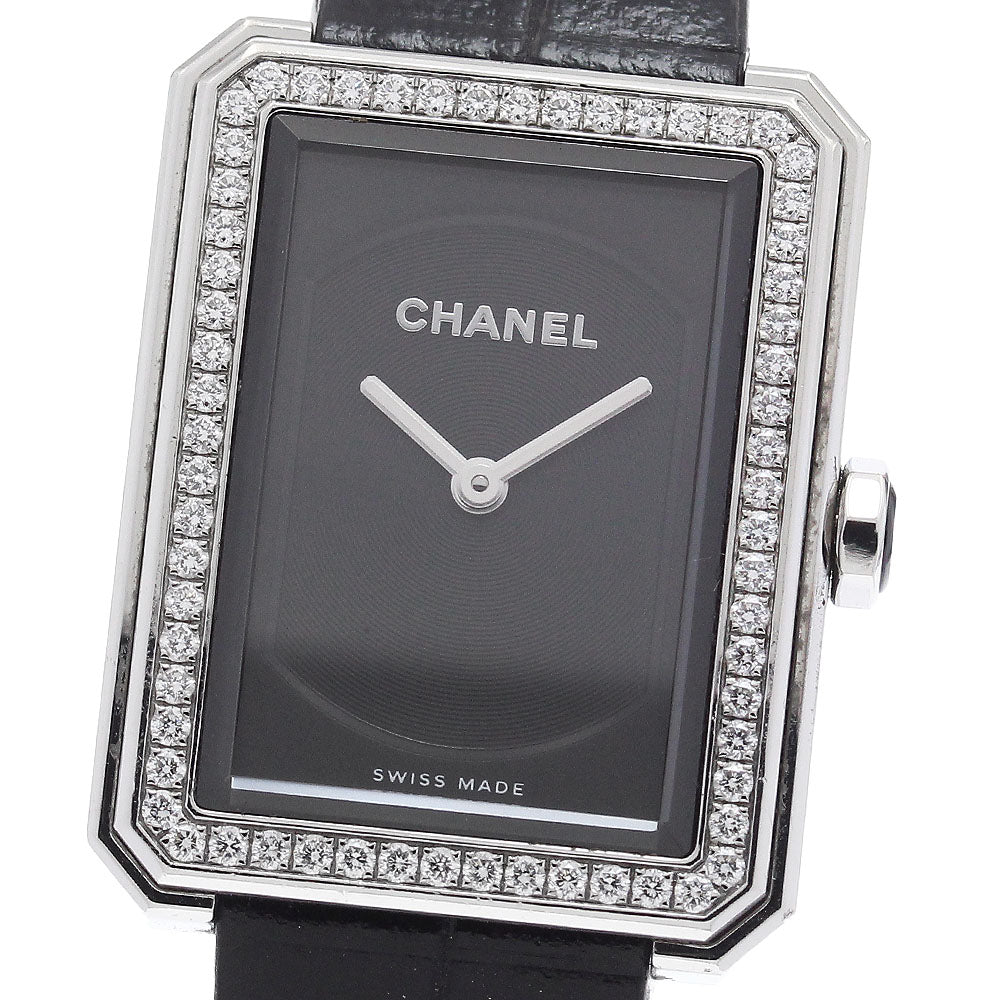 CHANEL boy friend H4883 Diamond Bezel black Dial Quartz Ladies Watch_891277