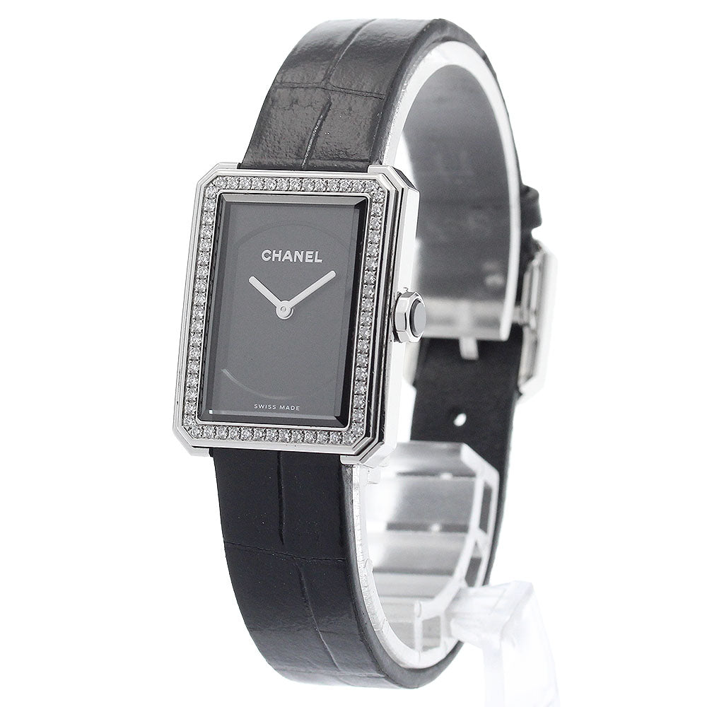 CHANEL boy friend H4883 Diamond Bezel black Dial Quartz Ladies Watch_891277