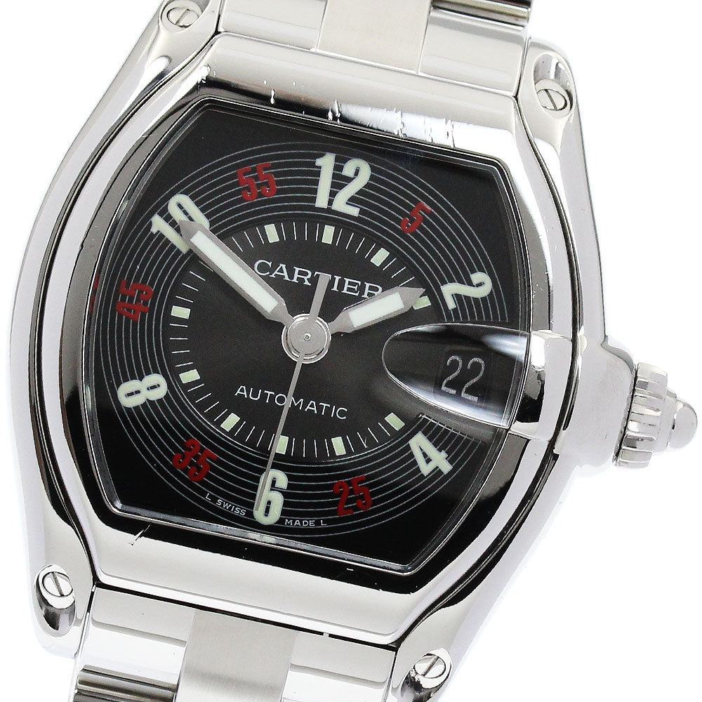 CARTIER Roadster LM W62002V3 Date Black Dial Automatic Men's Watch_891296