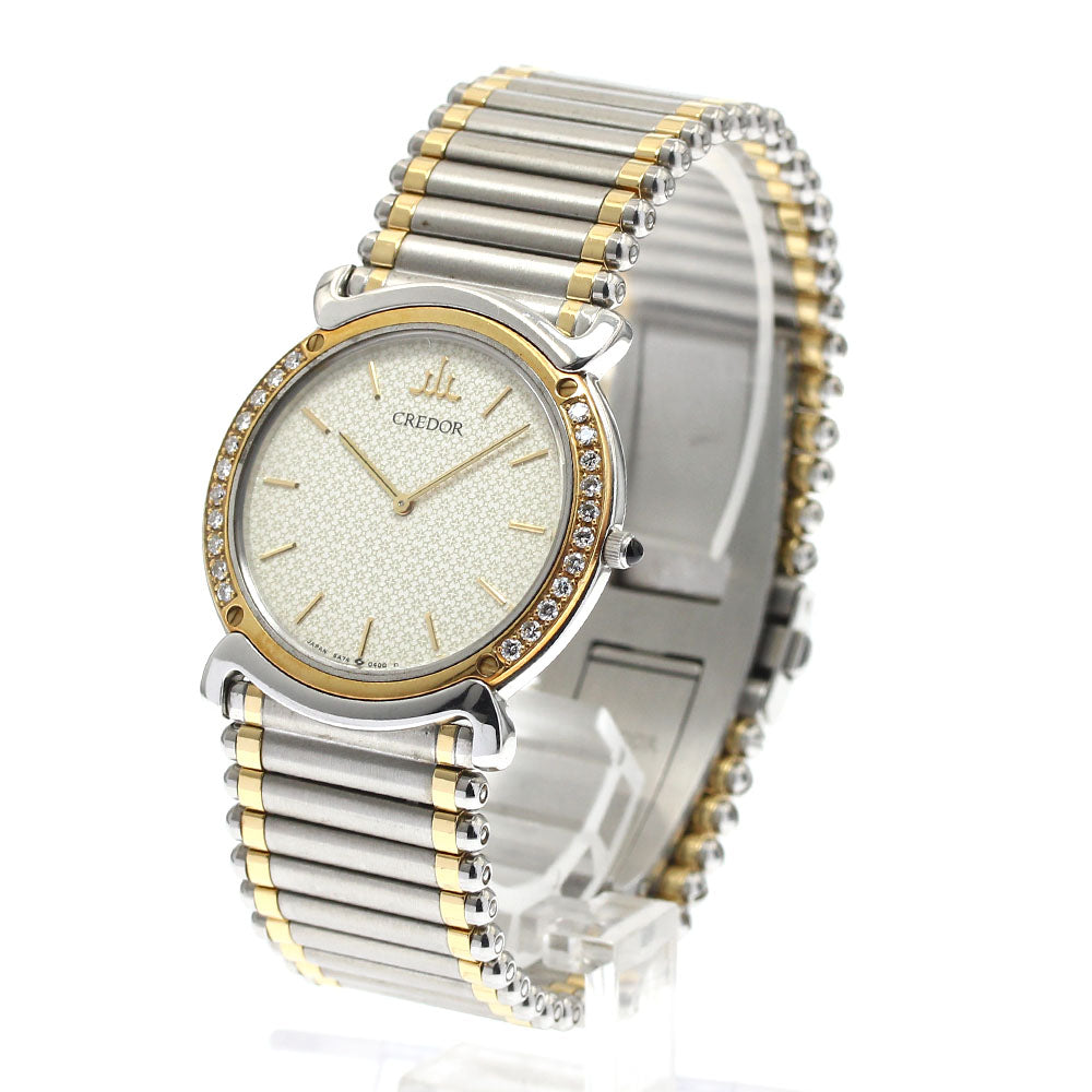 SEIKO CREDOR Linea Kuruba GKJX060/5A74-0190 Bezel Diamond QZ Men's Watch_891342