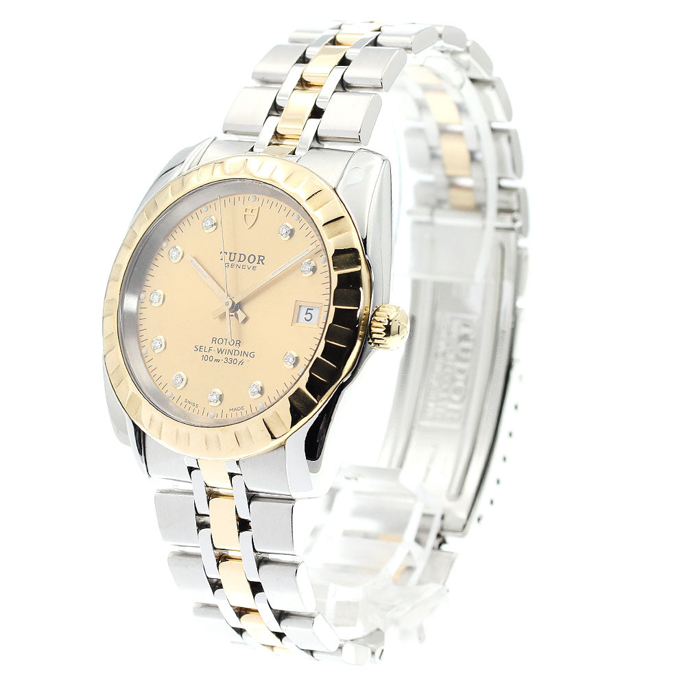 TUDOR Classic Date 21013 YG2 tone 10P diamond Automatic Men's Watch_891451